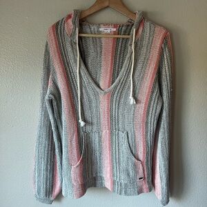 O'Neill Gray and Pink Striped Sweater